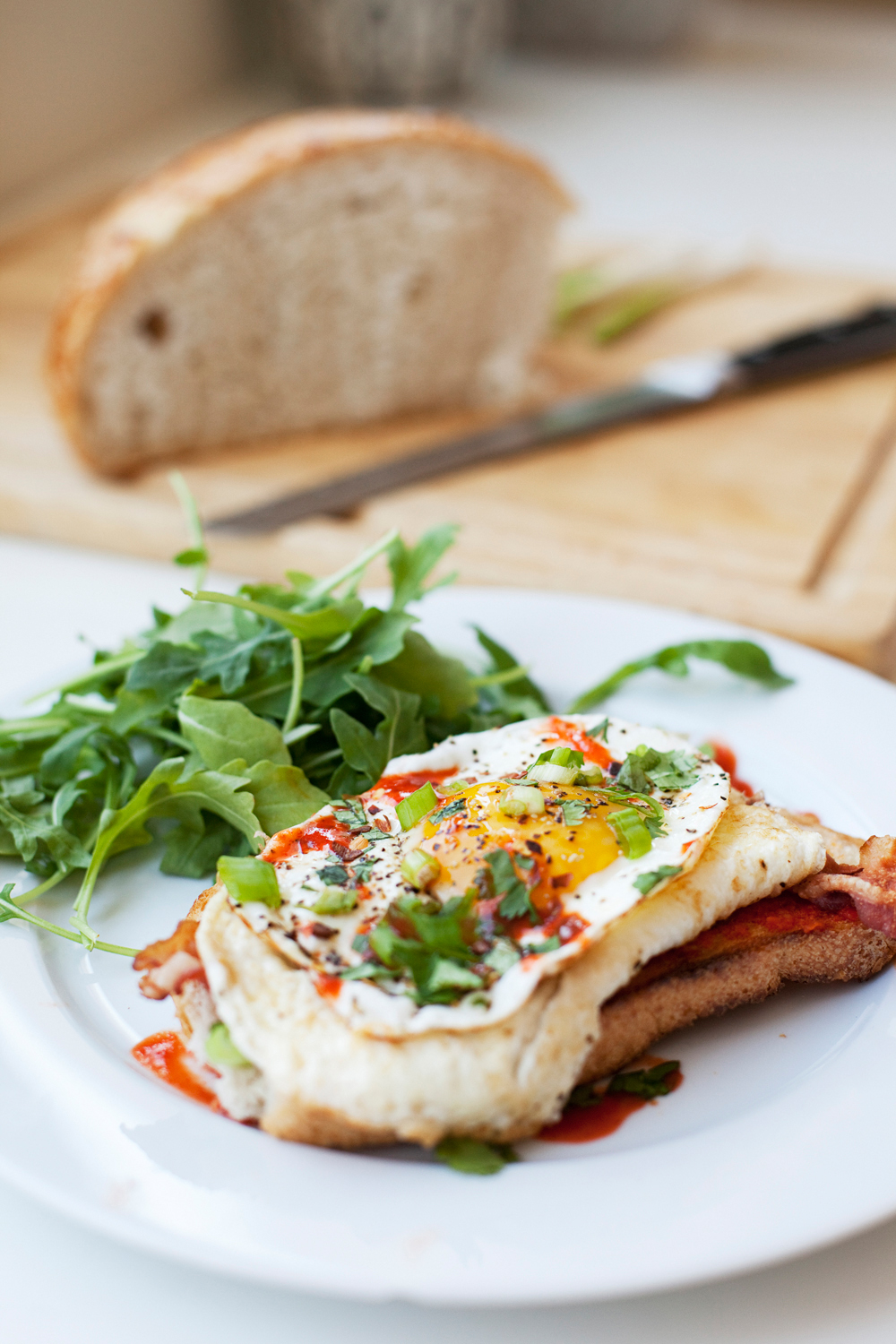 Sriracha and Roasted Red Pepper Sourdough Egg Toast