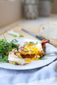 Sriracha and Roasted Red Pepper Sourdough Egg Toast