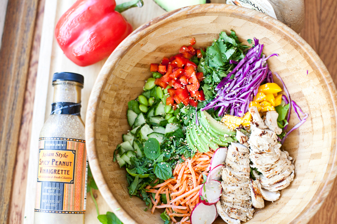 Quick Thai Chicken Salad with Spicy Peanut Dressing