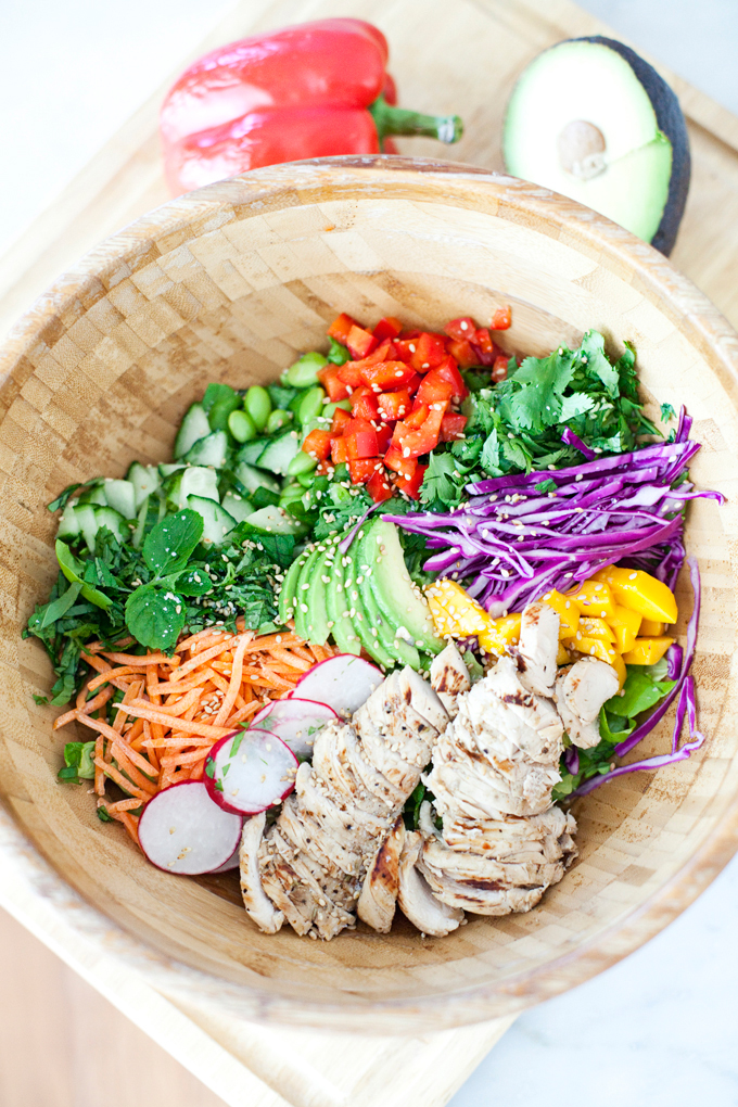 Quick Thai Chicken Salad with Spicy Peanut Dressing