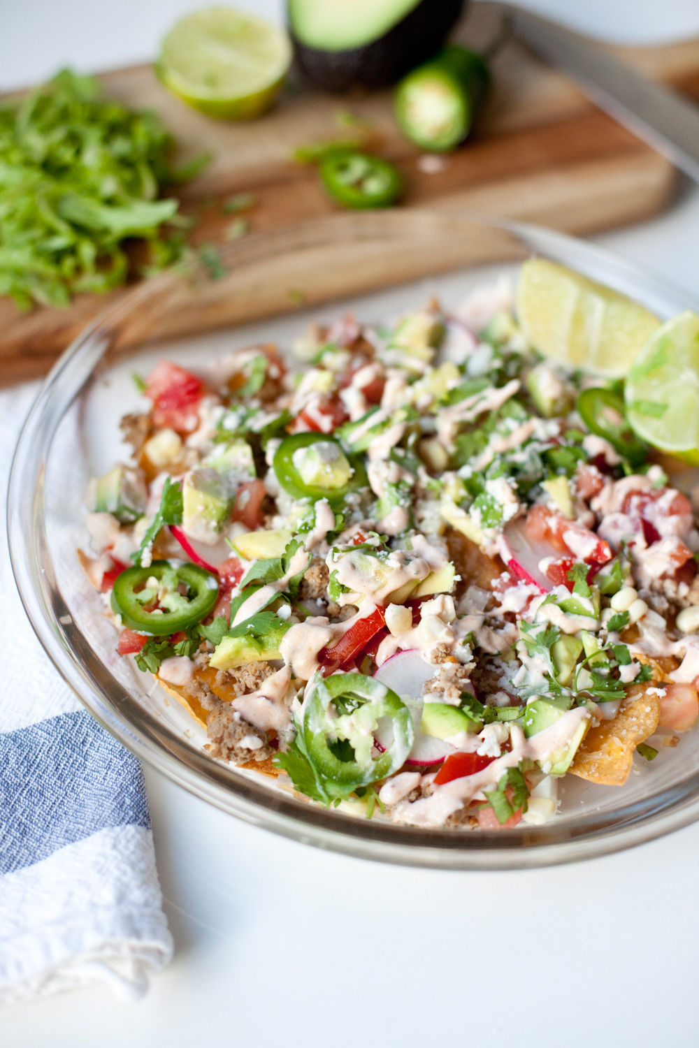 Healthy lightened up DECKED OUT nachos