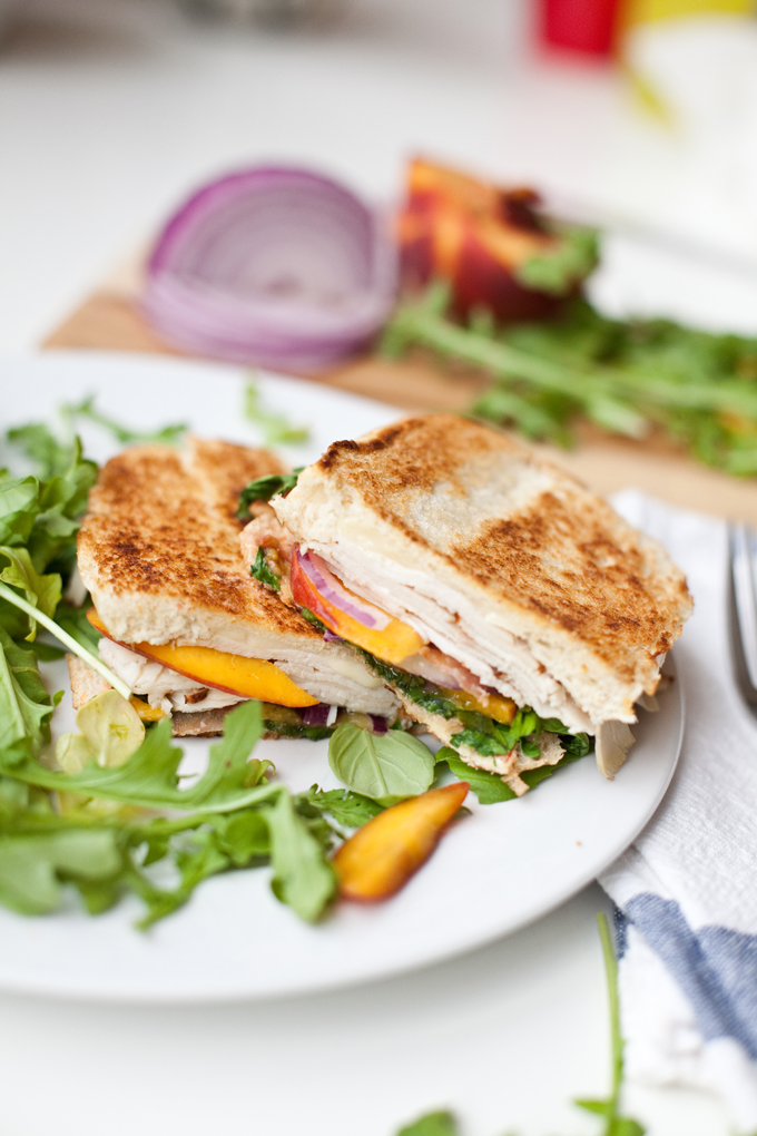 Macro Friendly Turkey Bacon Peach and Brie Panini www.lillieeatsandtellscom.bigscoots-staging.com