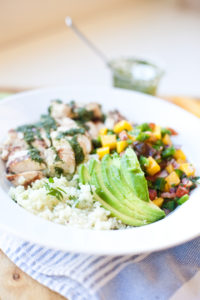 Cauliflower Rice, Mango, Chicken Bowl with Light Chimichurri