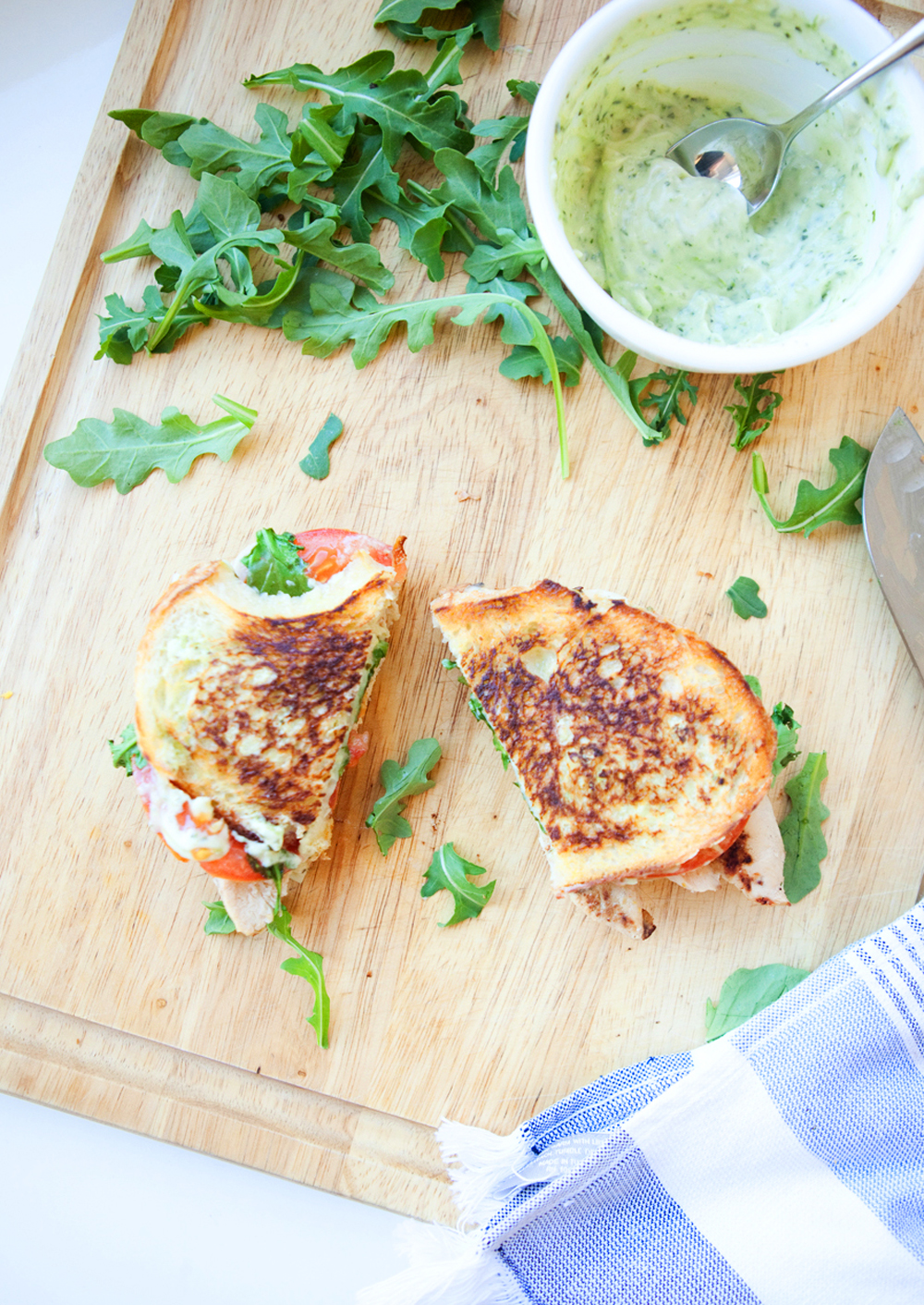 A macro-friendly chicken pesto panini