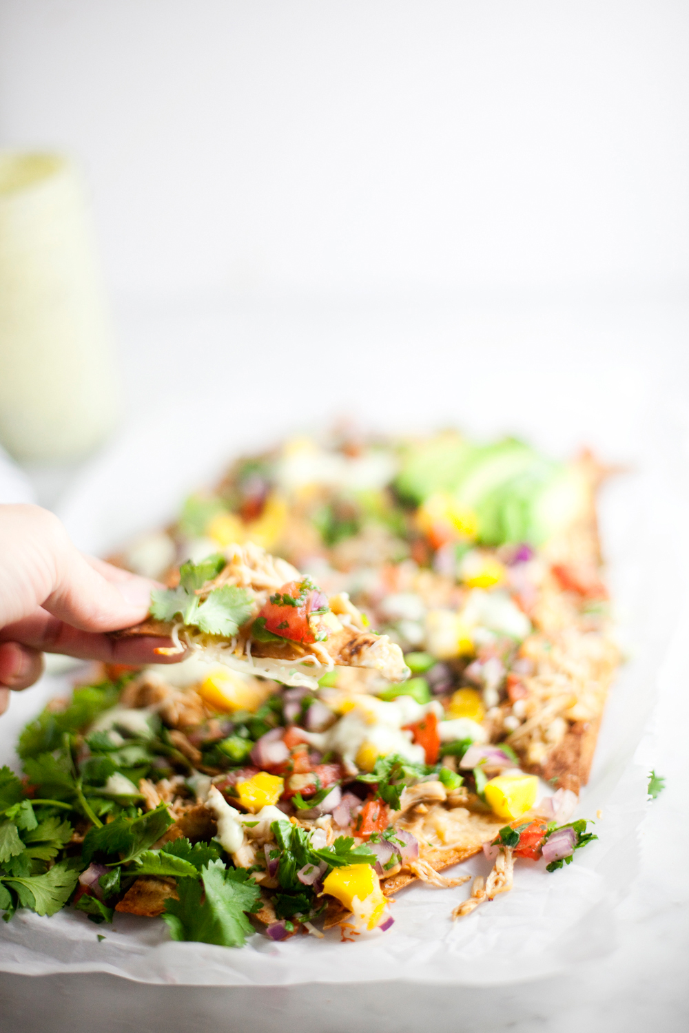 A totally macro-friendly personal 9x13 of Nachos for 575 calories!