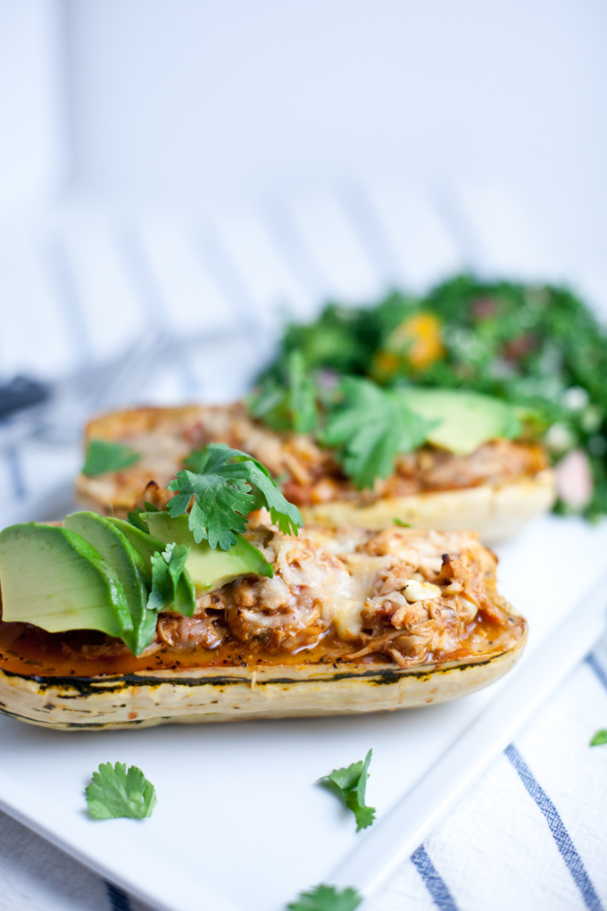 Maple Roasted Stuffed Delicata Squash with leftover chicken chili www.lillieeatsandtellscom.bigscoots-staging.com