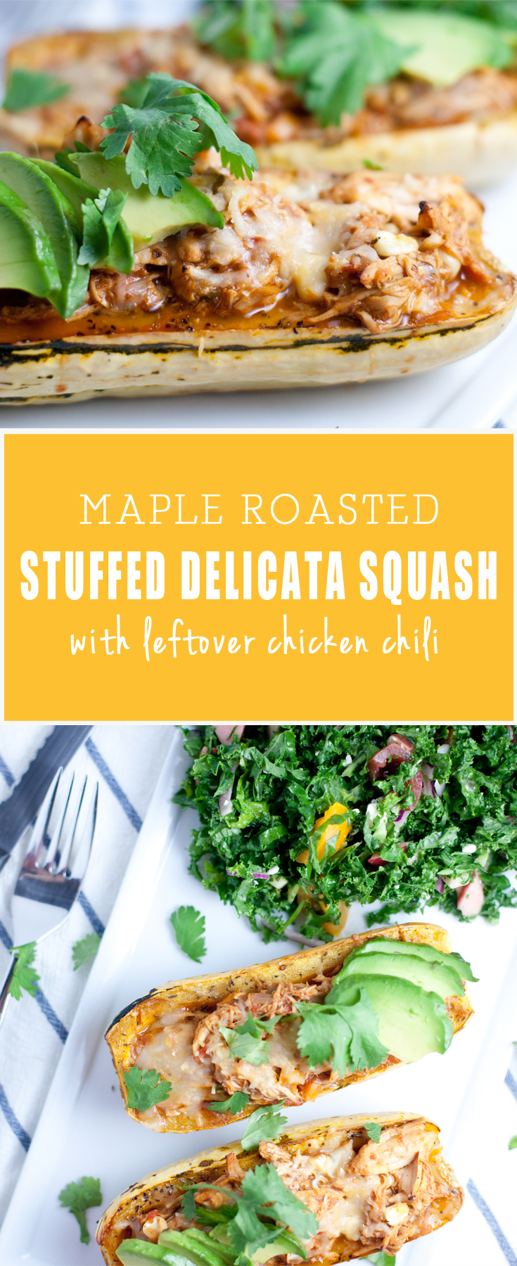 Maple Roasted Stuffed Delicata Squash with leftover chicken chili www.lillieeatsandtellscom.bigscoots-staging.com