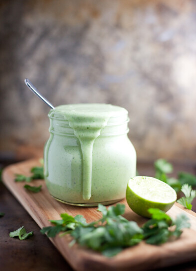 Lightened Up Creamy Cilantro Lime Ranch- SOOO macro friendly... you can pile it on!