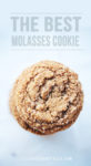 Stack of molasses cookies with text