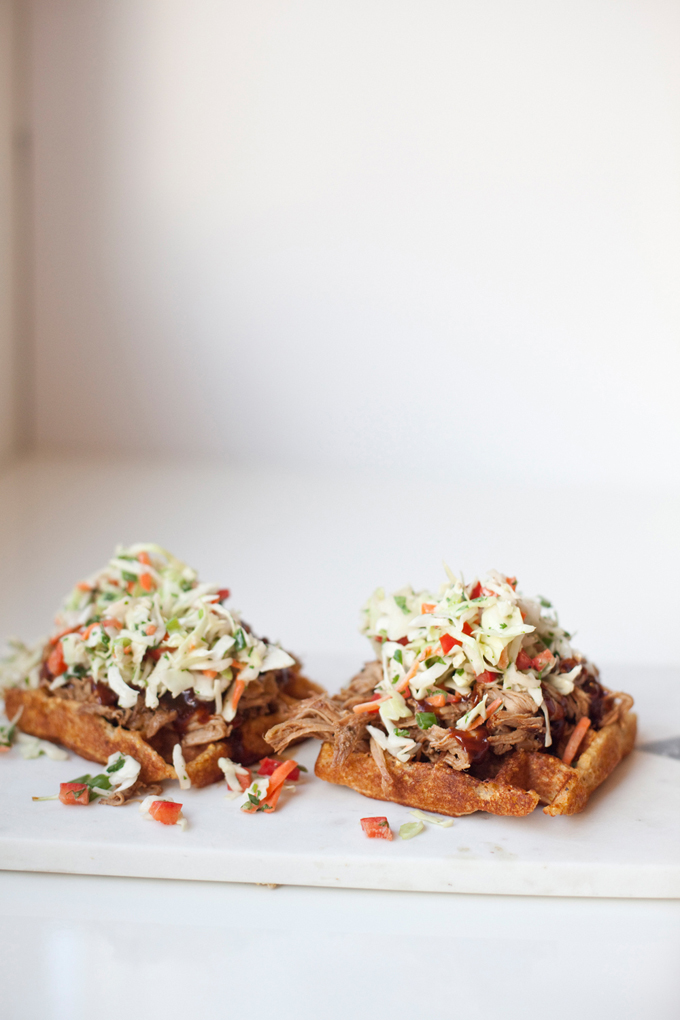 BBQ Pulled Pork and Lighter Cornbread Waffles www.lillieeatsandtellscom.bigscoots-staging.com