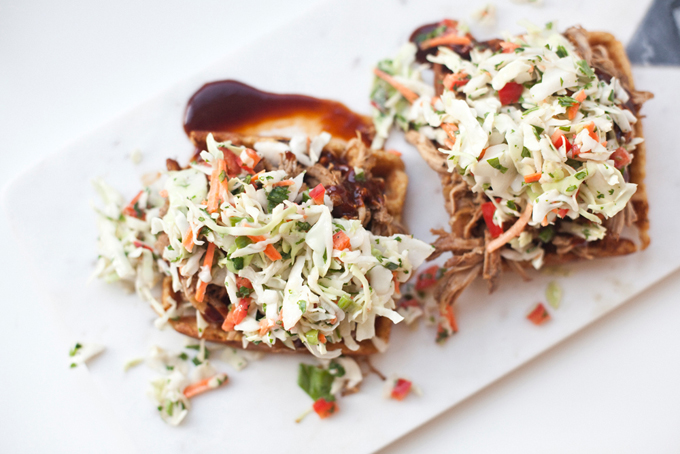 BBQ Pulled Pork and Lighter Cornbread Waffles www.lillieeatsandtellscom.bigscoots-staging.com
