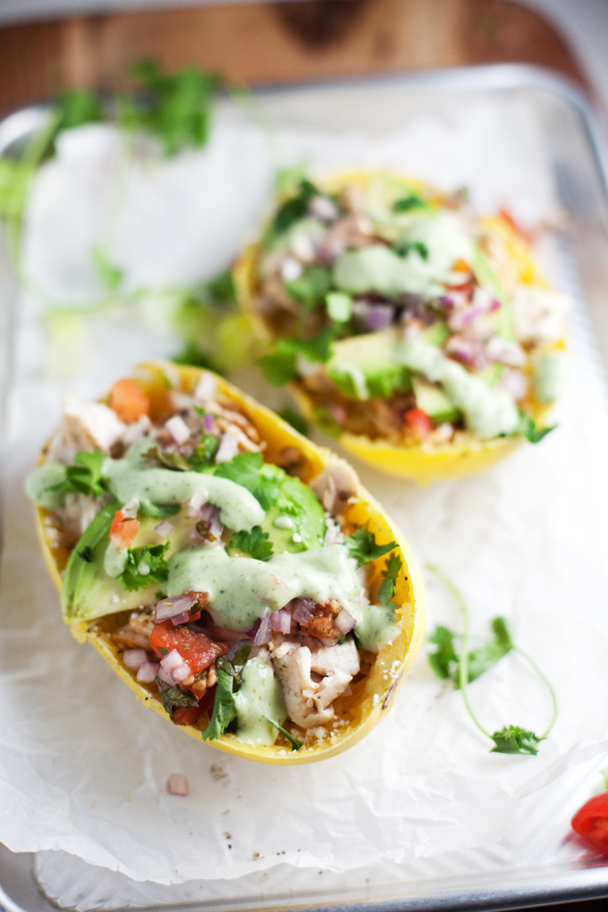Mexican Spaghetti Squash Boats with Skinny Cilantro Lime Ranch www.lillieeatsandtellscom.bigscoots-staging.com