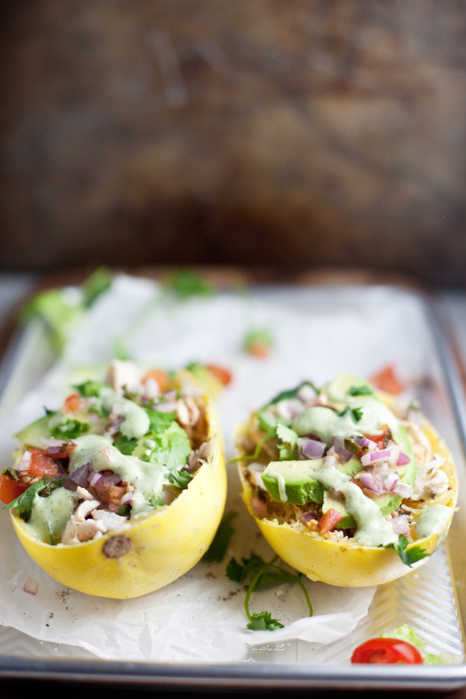 Mexican Spaghetti Squash Boats with Skinny Cilantro Lime Ranch www.lillieeatsandtellscom.bigscoots-staging.com
