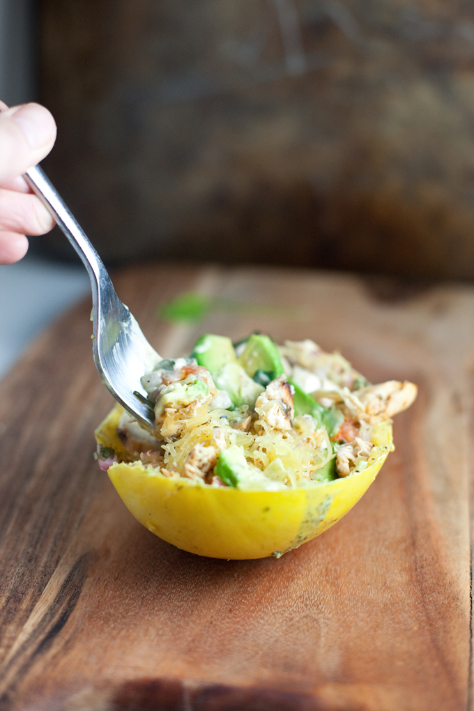 Mexican Spaghetti Squash Boats with Skinny Cilantro Lime Ranch www.lillieeatsandtellscom.bigscoots-staging.com