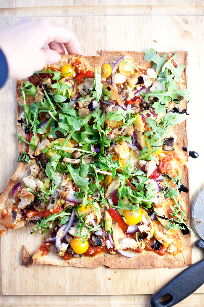 Chicken, Veggie, and Feta Lavash Pizza www.lillieeatsandtellscom.bigscoots-staging.com