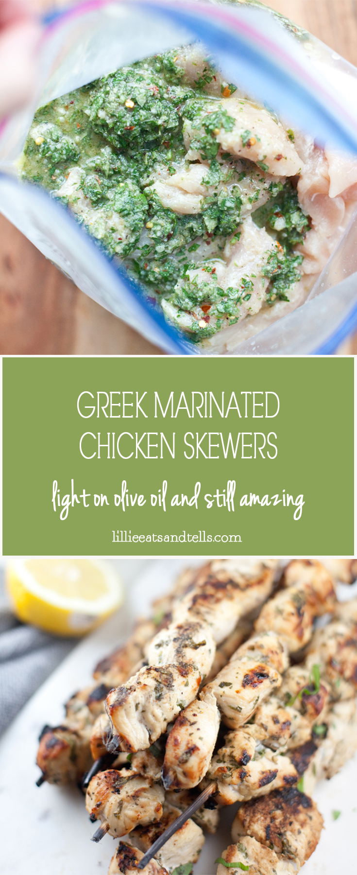 Light on oil but so full of flavor! Greek marinated chicken skewers. #macrofriendly #skinny #healthy #mediterranean @lillieeatsandtellscom.bigscoots-staging.com
