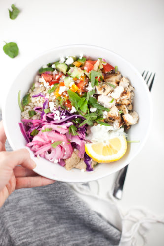 Mediterranean Grain bowl - copycat Cava #macrofriendly #healthy #mediterranean #greek www.lillieeatsandtellscom.bigscoots-staging.com
