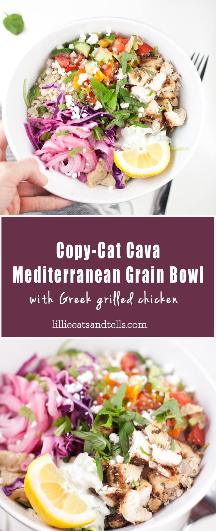 Copy Cat Cava Mediterranean Grain Bowl #healthy #macrofriendly #Greek www.lillieeatsandtellscom.bigscoots-staging.com