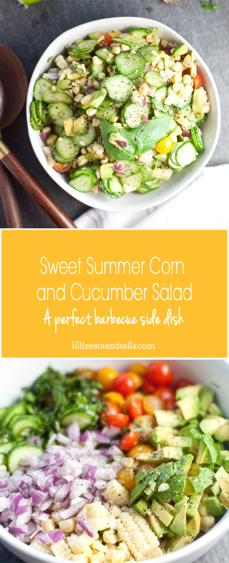 Perfect for a barbecue! One of my favorite non-leafy side salads. Cucumber Corn Summer Salad #macrofriendly #healthy #cookinglight www.lillieeatsandtellscom.bigscoots-staging.com