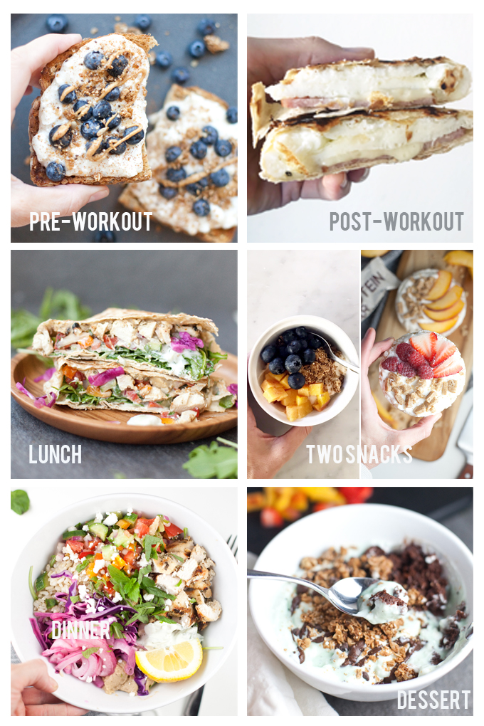 A grid of photos displaying meals