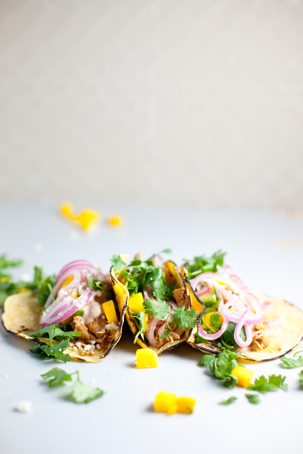 Instant pot chipotle chicken piled in tacos