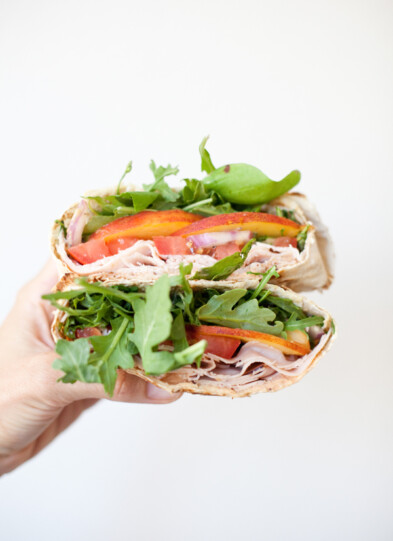 Turkey wrap stuffed with Arugula
