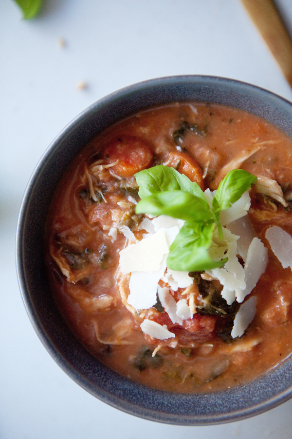 Instant Pot Creamy Tomato Chicken Soup in a bowl