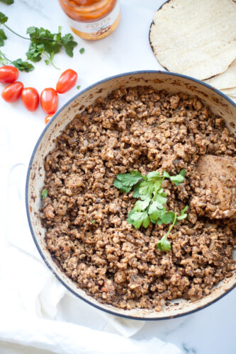 This mushroom turkey taco meat is great by itself or on a tortilla with your favorite toppings. www.lillieeatsandtellscom.bigscoots-staging.com