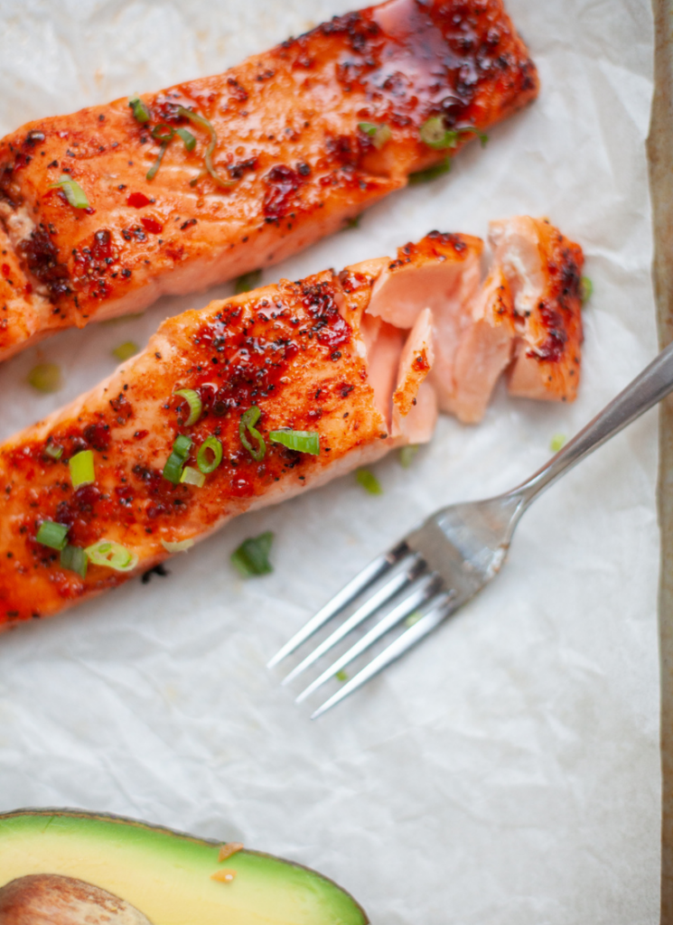 This sweet chili salmon has a beautiful caramelized top. www.lillieeatsandtellscom.bigscoots-staging.com