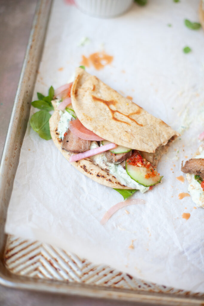 A delicious macro-friendly steak pita recipe from www.lillieeatsandtellscom.bigscoots-staging.com