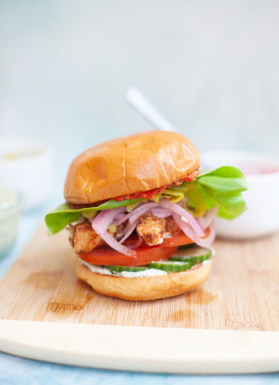 www.lillieeatsandtells.com recipe for blackened chicken sandwich with whipped herb feta