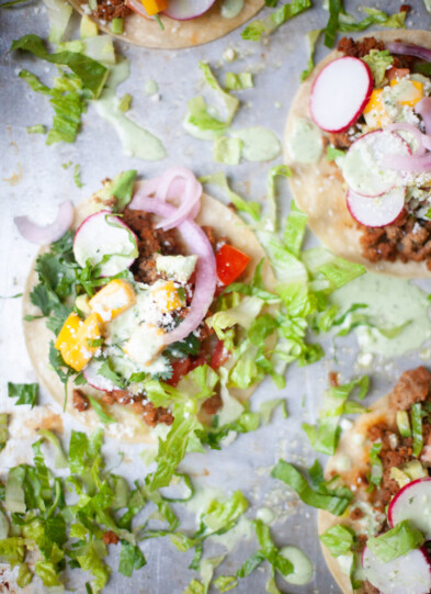 www.lillieeatsandtells.com recipe for sheet pan tacos with creamy cilantro ranch