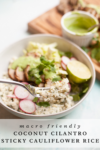 Coconut Cilantro Sticky Cauliflower Rice served with Pineapple Cilantro Pork Tenderloin by www.lillieeatsandtellscom.bigscoots-staging.com