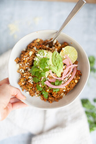 Meatless Mexican Cauliflower Fried Rice recipe by www.lillieeatsandtellscom.bigscoots-staging.com