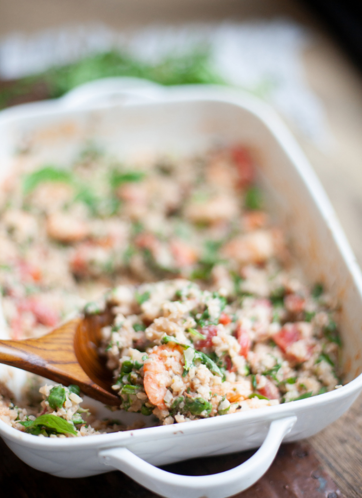 Creamy feta with cauliflower rice and shrimp. www.lillieeatsandtellscom.bigscoots-staging.com